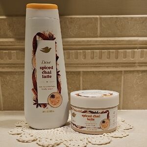 Dove Limited Holiday Edition Spiced Chai Latte Body Wash and Scrub 2pc Set